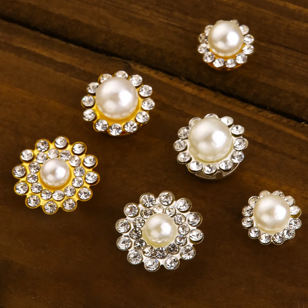 100 PCs round Bottom High-end Retro Pearl Rhinestone Flower Plate and Diamond Buckle,Shoes, Bags, Jewelry DIY Accessories