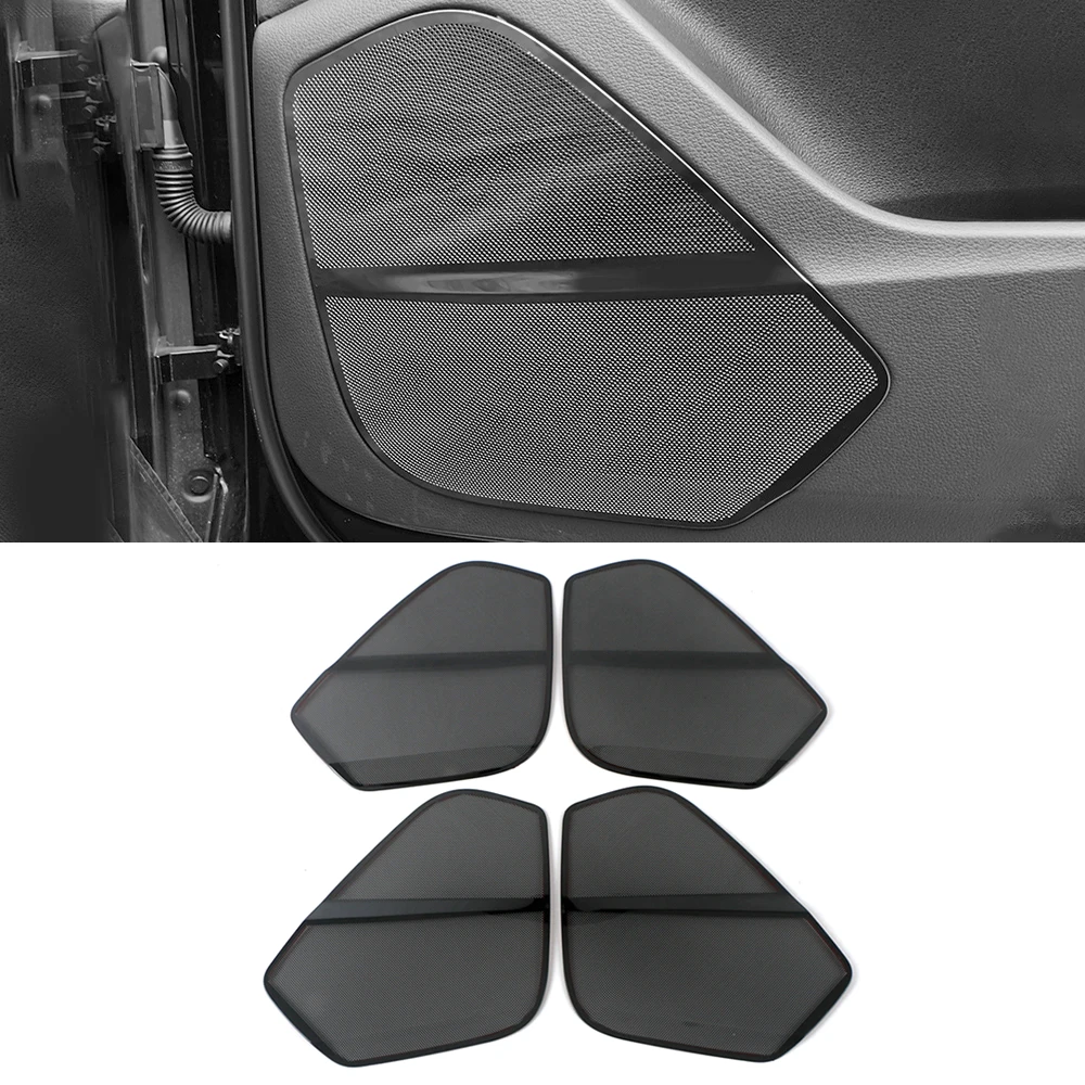 

Для Audi Q8 2019-2023 автомобильный 4-дверный аудиодинамик, крышка громкоговорителя, накладка на рамку, наклейка, аксессуары для интерьера из нержавеющей стали