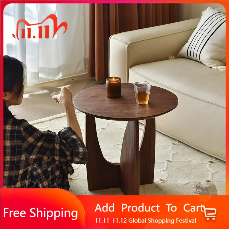 

Modern Nordic Round Solid Wood Edge JapaneseCorners Simple Coffee Table Sofa Side Table Luxury Mesa Auxiliar Home Furniture