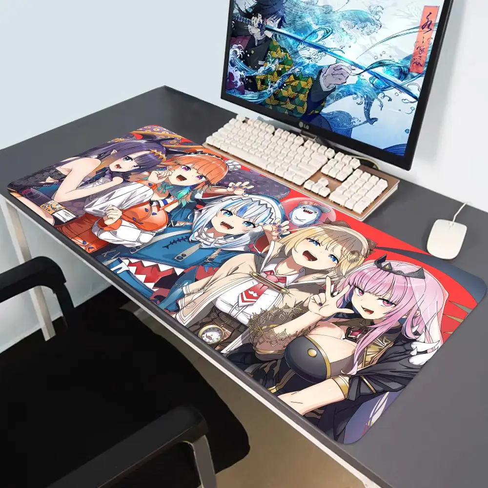 

Cute Kawaii Hololive Gawr Gura For Game Computer Big Keyboard Office Large Mouse Mat Pad Anti-slip Rubber PC Mice Mat