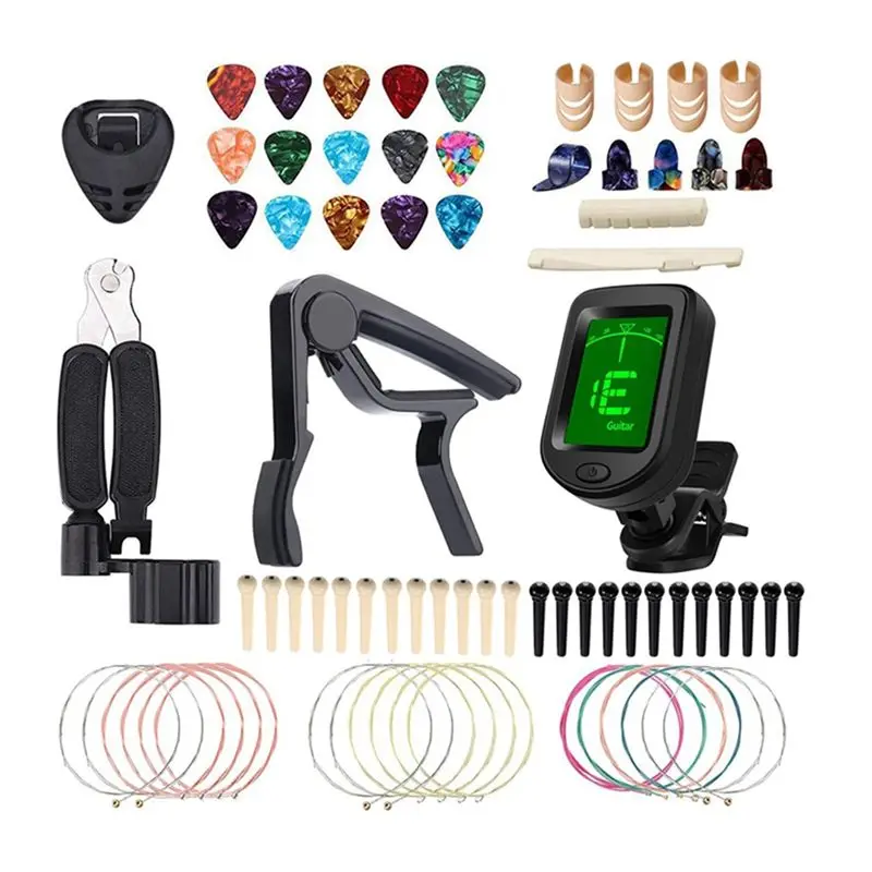 [828 Sale] Guitar Repair and Care Tool Set String Changing Tool Tuner Capo Three-In-One Winding String