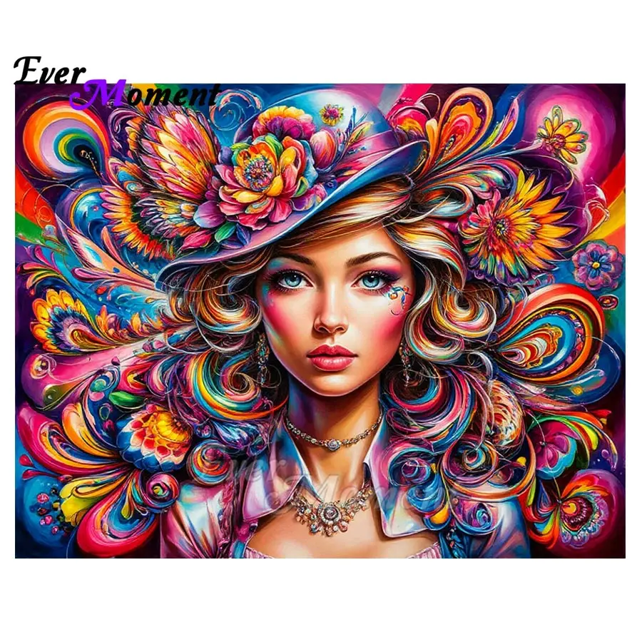 

Наборы для вышивки крестом Ever Moment, набор для вышивки крестом, американская девушка с красивой шляпой, набор алмазных мозаичных картин ASF2993