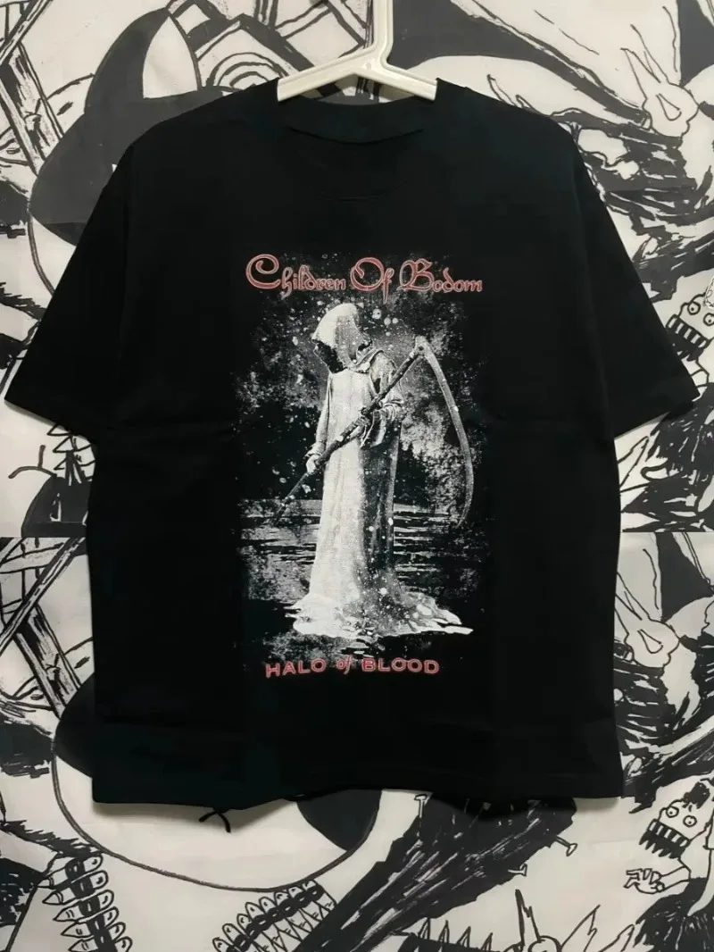 الفنلندية ميلودي الموت المعادن الأطفال من بودوم باند جولة عالمية ميركا تي شيرت روك الرجال النساء القطن قصير الأكمام المتضخم تيز #2