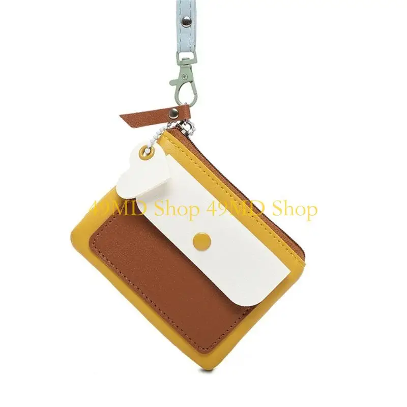 49MD Practical PU Leather Contrast Color Coin Purse Carriers for Everyday Use