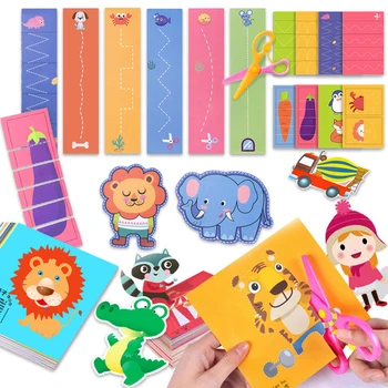 49-91pcs Learn Scissor Skills Cut Paper Craft Toys Safety Scissors Preschool Cutting…