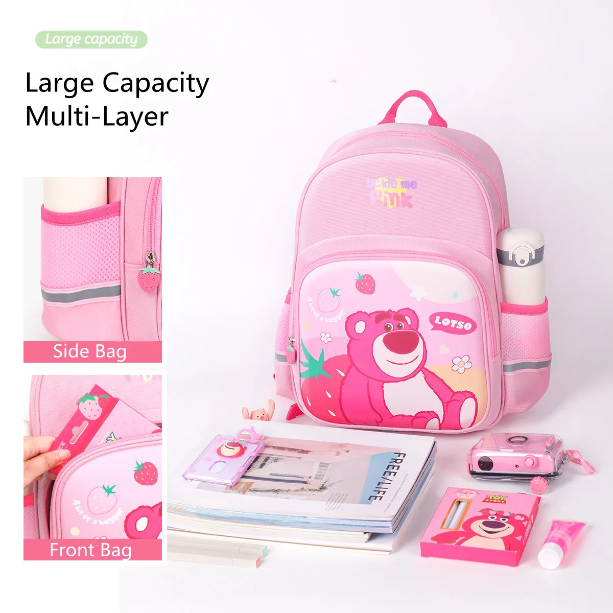 

Disney New Lotso Girls School Bag Primary Student Shoulder Orthopedic Backpack Large Capacity Kids Gifts Mochilas Escolares