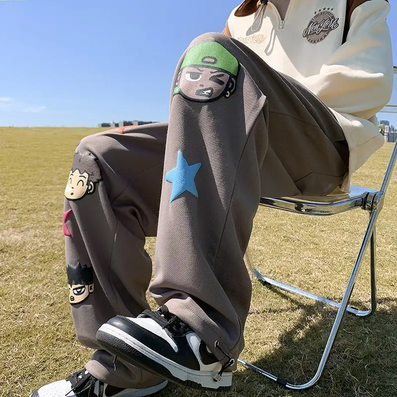 

Loose Straight Leg Casual Pants Men's plus Size 300 Pou Street Sle Coast Casual Long Trousers Autumn Winter Faion