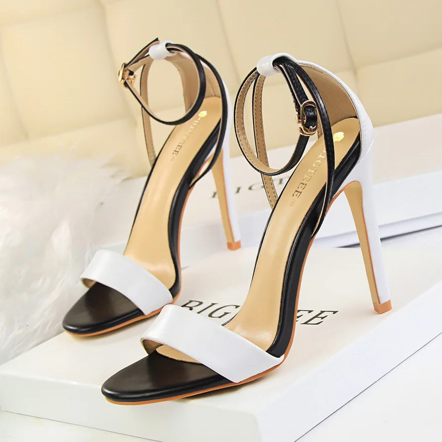 

Fashion Sexy Fine Heel Super High Heel Hollowed Out Color One Line with Open Toe Hollowed Out Women Sandals