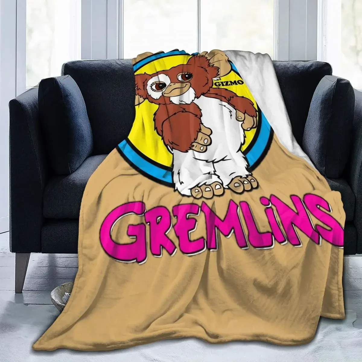 عتيقة Gremlins Gizmo Mogwai بطانية ، صوف مرجاني ، نسيج قطيفة ، ديكور رعب دافئ ، بطانيات خفيفة الوزن للمنزل ، لحاف خارجي