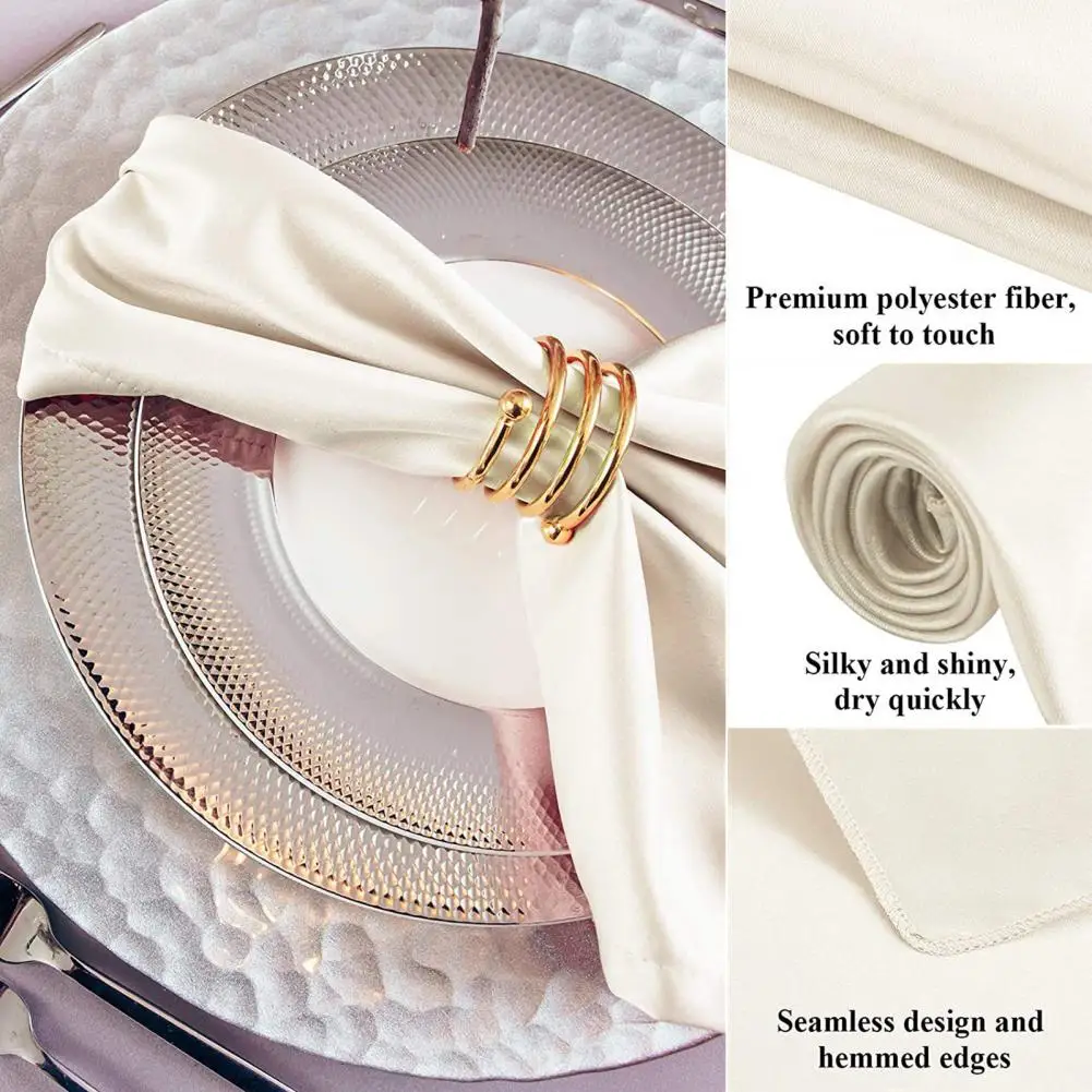 12 Pcs Nordic Style Satin Napkins Square Smooth Fabric Anti-wrinkle Wedding Party Prom Banquet Ball Decoration Dinner Napkins