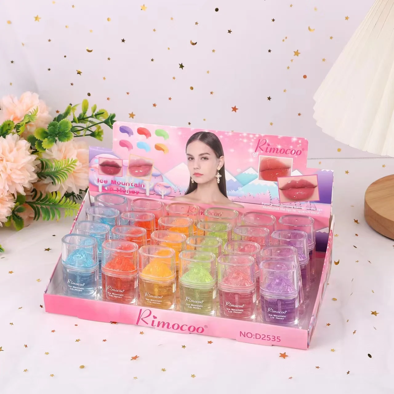 

24Pcs Iceberg Design Lip Gloss Set 6 Colors Crystal Jelly Transparent Glass Lip Oil Moisturizing Liquid Lipstick Lips Cosmestic