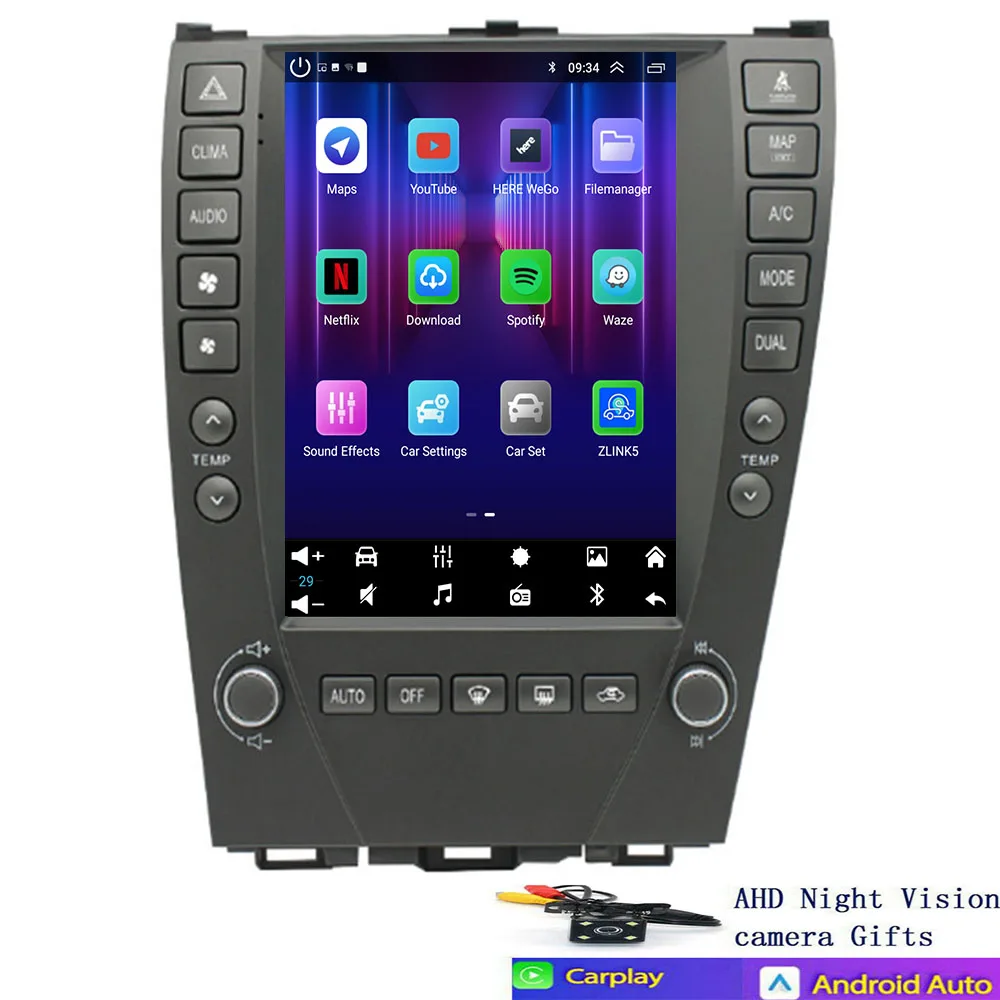 9.7inch Android 14 Car Radio For Lexus ES ES240 ES350 2007-2012 Tesla Style Screen Multimedia Video Player GPS Navigation Stereo