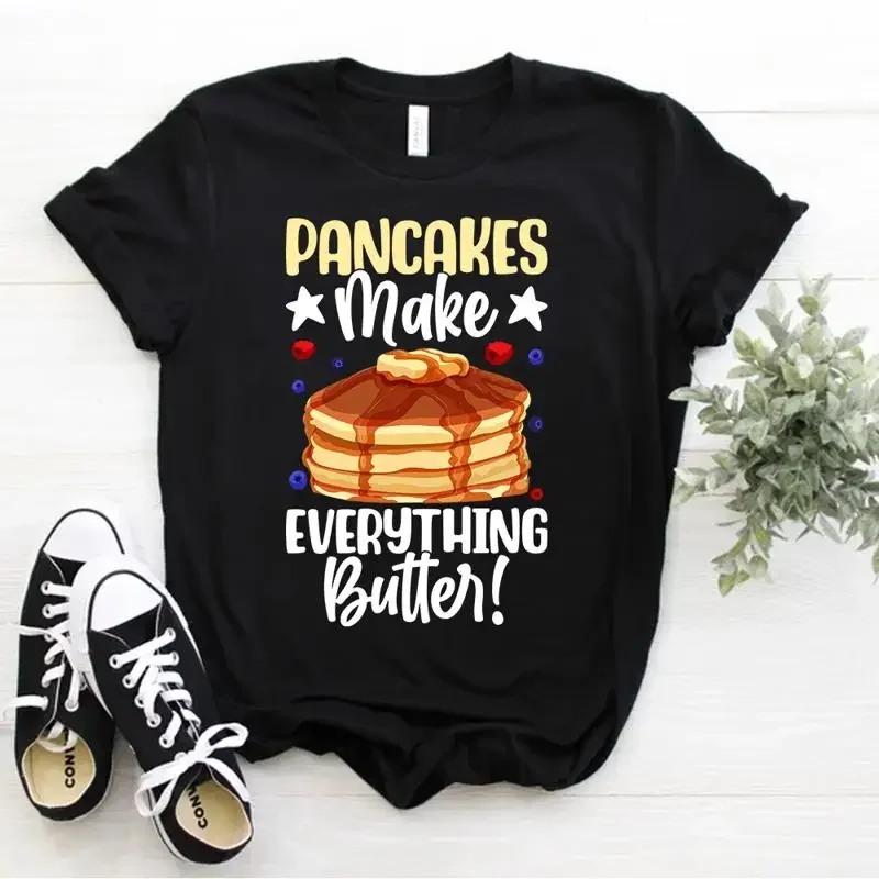 Funny Pancake Maker Kid Cake Pancakes Make Everything Butter T Shirt Size S 5xl