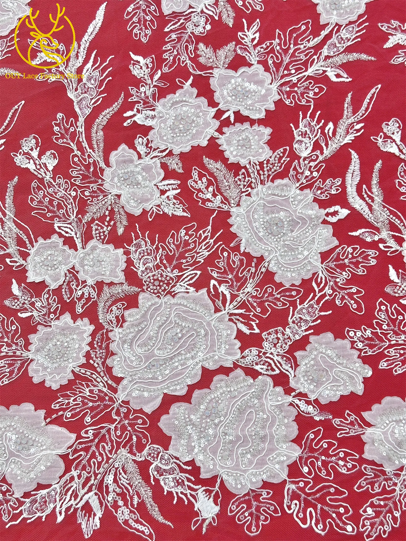 Modische Elegante Französische Brautkleid-Spitze mit Stickerei und Perlen 2026 Hochwertige Nigerianische Afrikanische Pailletten-Spitze für Hochzeitskleider – Detail 13
