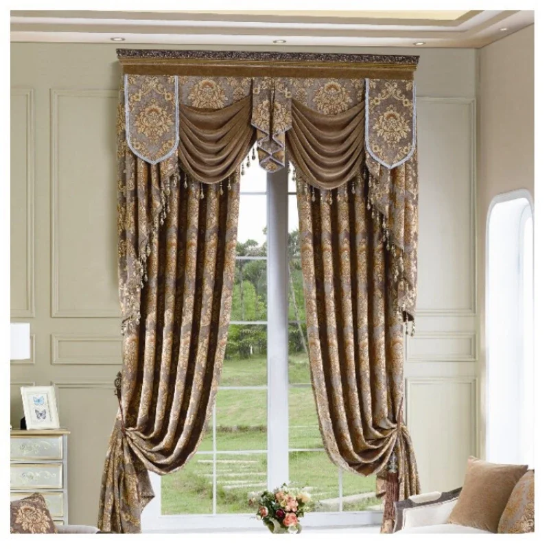 Custom Size Thickened Chenille Curtains Embroidered Window Screen High Blackout for Living Dining Bedroom Villa Home Fashion