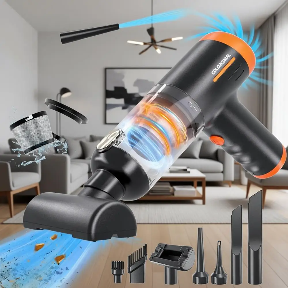 

Handheld Rechargeable 16000Pa High Power Car Vacuum Portable with Brush, 4 in 1 Vacuum Cleaner for Home, Car and Office