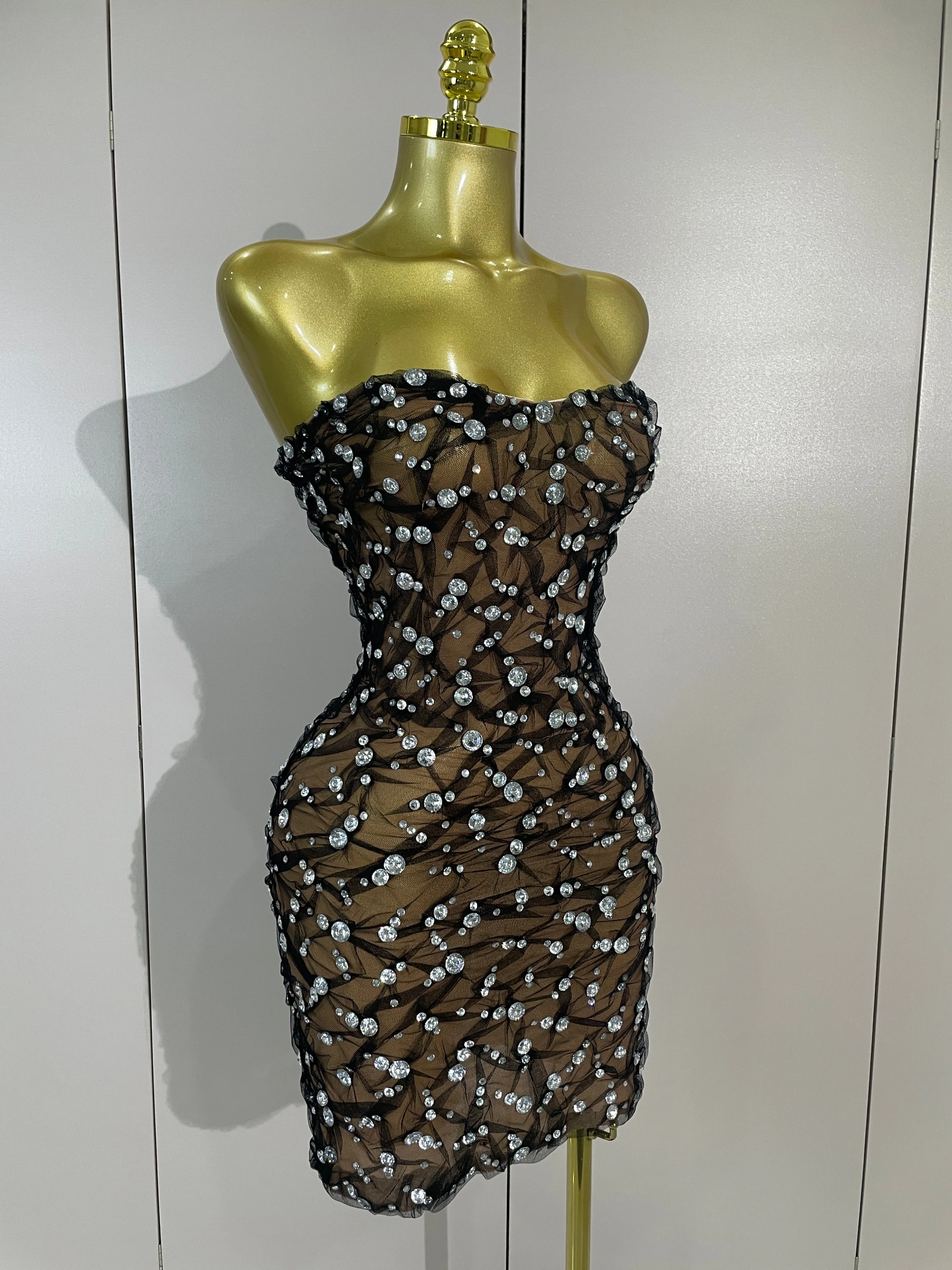 فستان نسائي قصير مثير بدون أكت - مراجعة Sparkly Rhinestone Club Party Dress وسعره