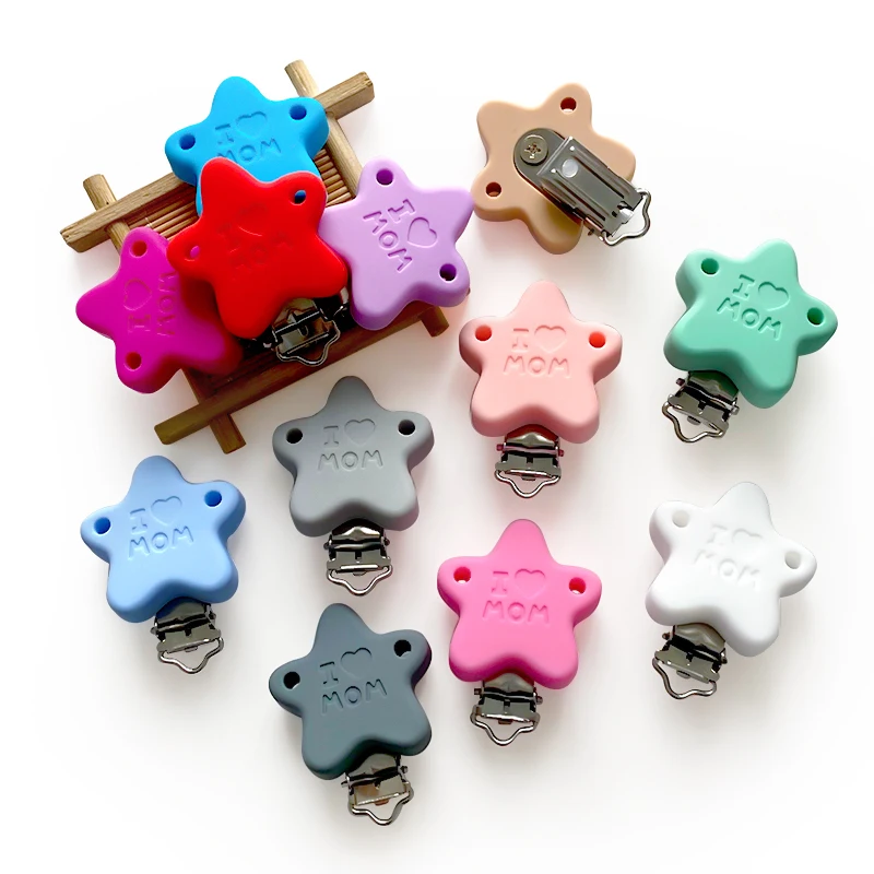 3 pezzi in silicone stella ciuccio clip portaciuccio catena succhietto clip per allattamento accessori per catena ciuccio senza BPA