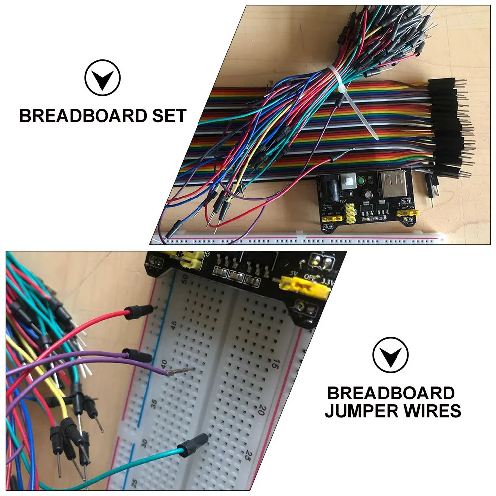 830 Point Breadboard Kit Includes Power Supply Module 5V 3.3V Compatible Breadboard Jumper Wires Set for Circuit Experiments