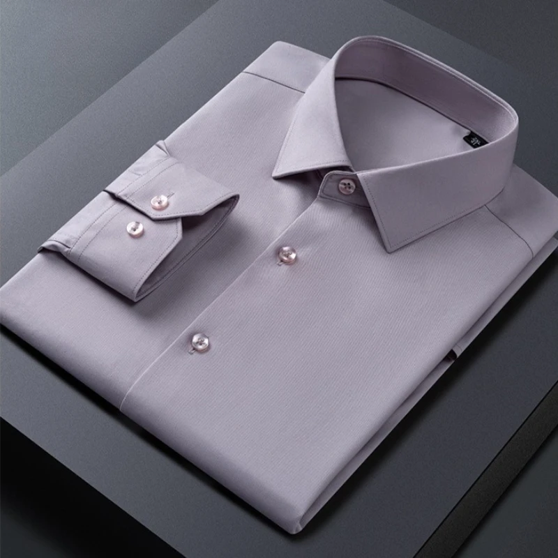 

9XL модальные рабочие белые рубашки мужские с длинным рукавом повседневные классические однотонные модные мужские рубашки с длинным рукавом Slim Fit против морщин