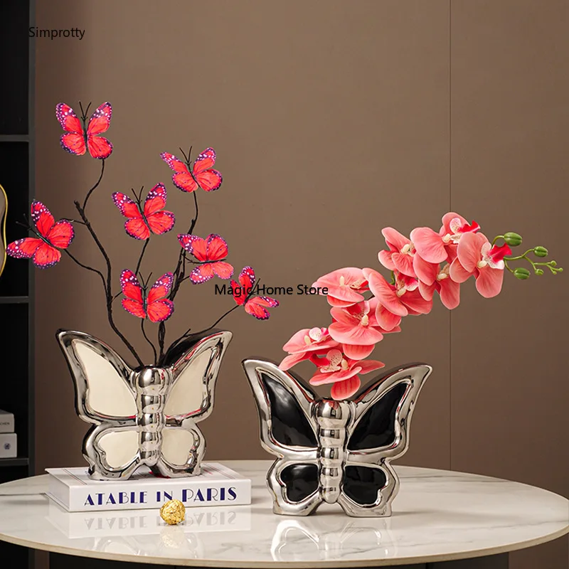 

Керамическая ваза в форме бабочки, дизайн, ваза для цветов, аксессуары для цветочных композиций для дома, гостиной, офиса, украшения