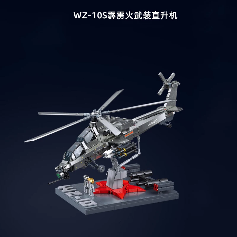 US Militare CAIC Z-10 Fiery Thunderbolt Aereo Building Blocks Braccia WZ-10 Trasporto corazzato Mattoni Giocattoli Modello