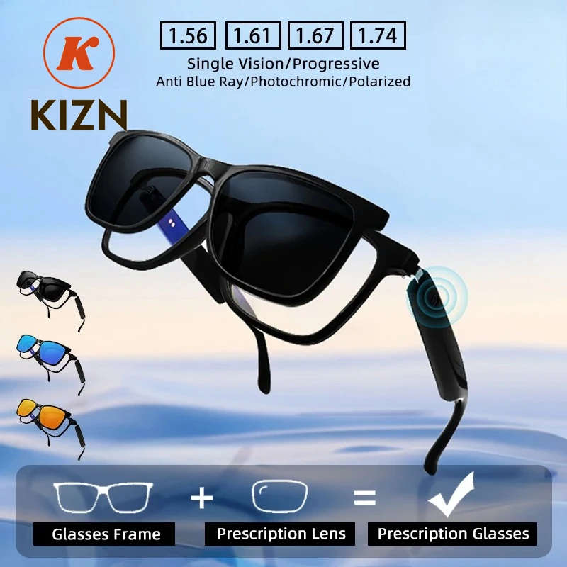 

Умные очки KIZN с Bluetooth, магнитные накладки, поляризационные, для коррекции близорукости, с защитой от синего света, прогрессивные очки для чтения