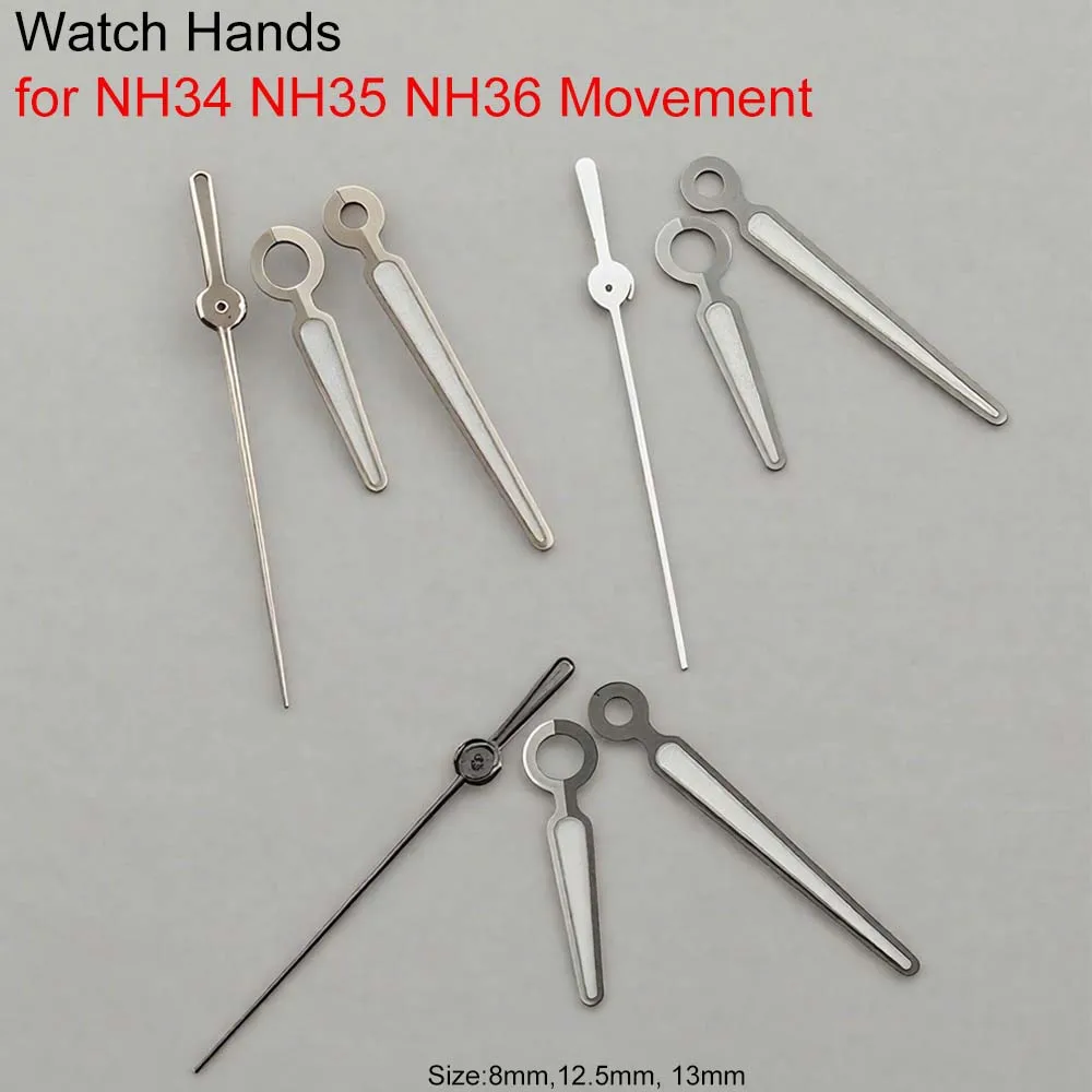 NH35 시계 바늘 8mm 12.5mm 13mm 시계 바늘 BGW9 블루 야광 시계 포인터 NH34/NH35/NH36/4R35/4R36 무브먼트용 바늘 부품