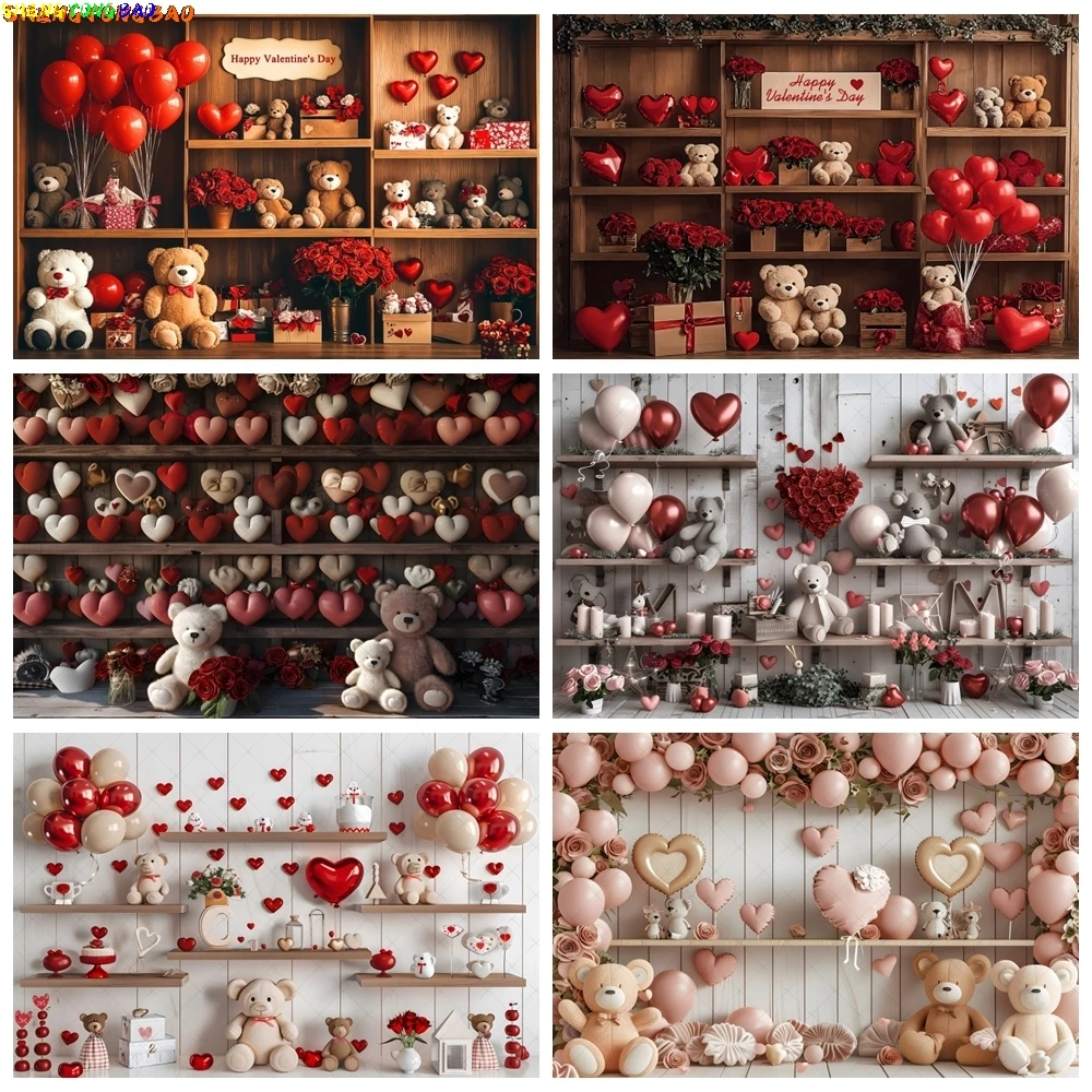 Valentinstag Hintergrund Rose Blume rot Liebe Herz Spielzeug Bär Ballon Hochzeit Braut Dusche Paar Portrait Fotografie Hintergrund