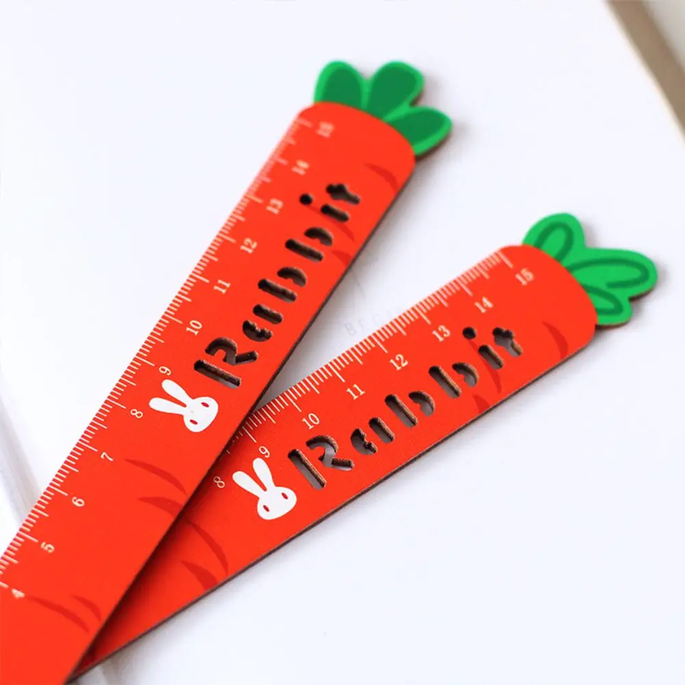 1pc Cartoon Carrot Ruler Student Office Tool Cartoon Art Drawing Tool Measuring Stationery