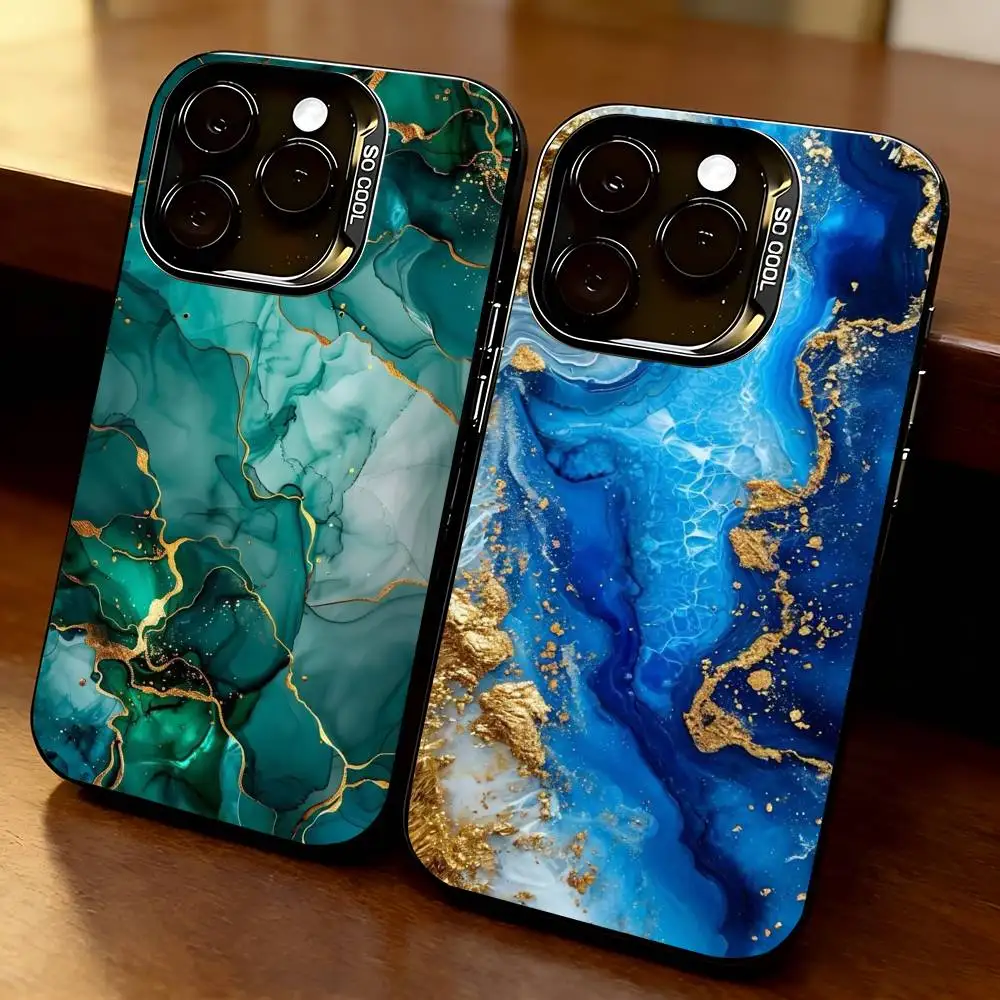 

Marble Art Black Gold Phone Case For iPhone 17,16,15,14,13,12,11 Plus,Pro Max,XS,Colorful Silver Phone case Funda Cover