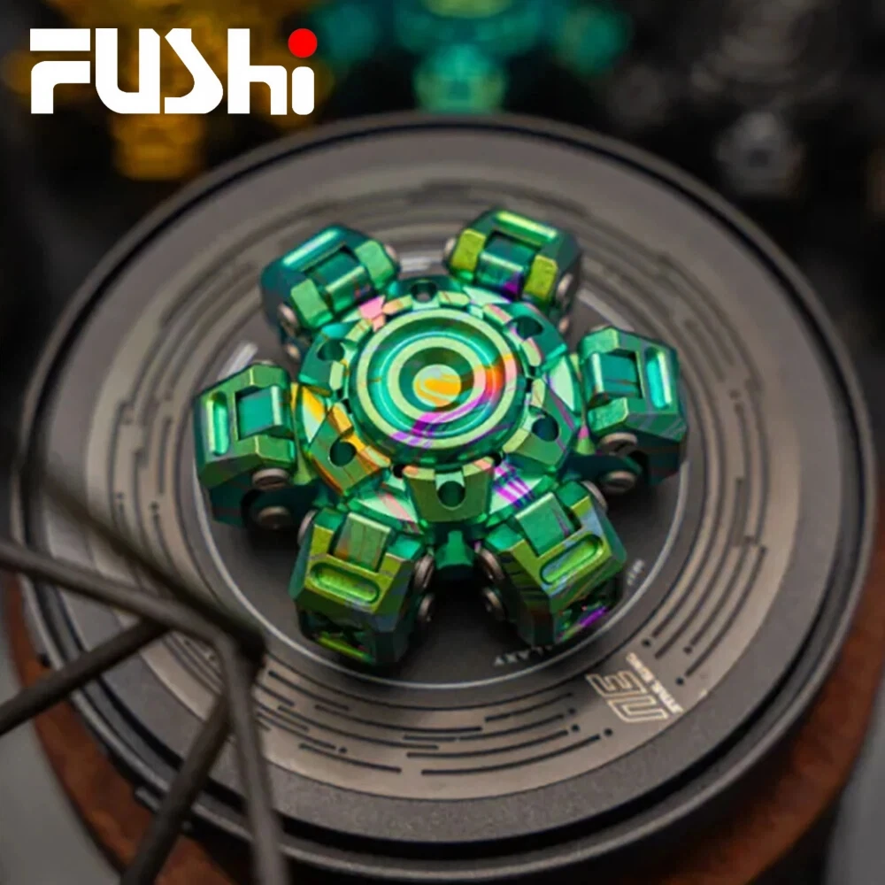 

Механический спиннер FUSHI EDC Mechanical City X из титана с кристаллическим покрытием, гироскопический фиджет-спиннер для взрослых, игрушка для снятия стресса