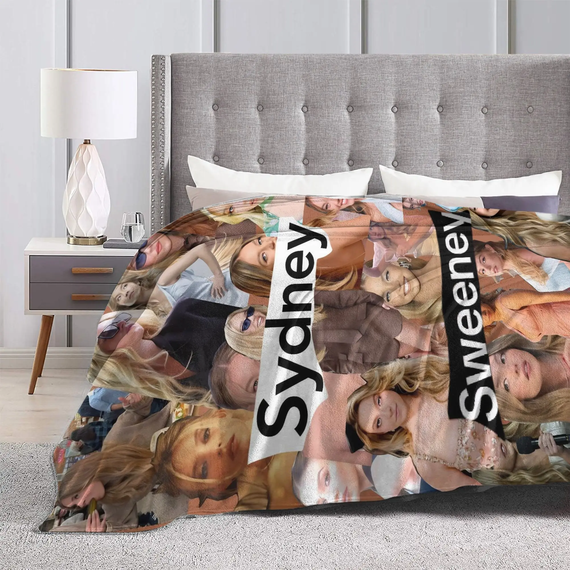 السفر سيدني سويني الممثلة الأمريكية صورة نمط رمي بطانية الفانيلا المفرش لكرسي أريكة سرير رقيق أريكة غطاء سرير