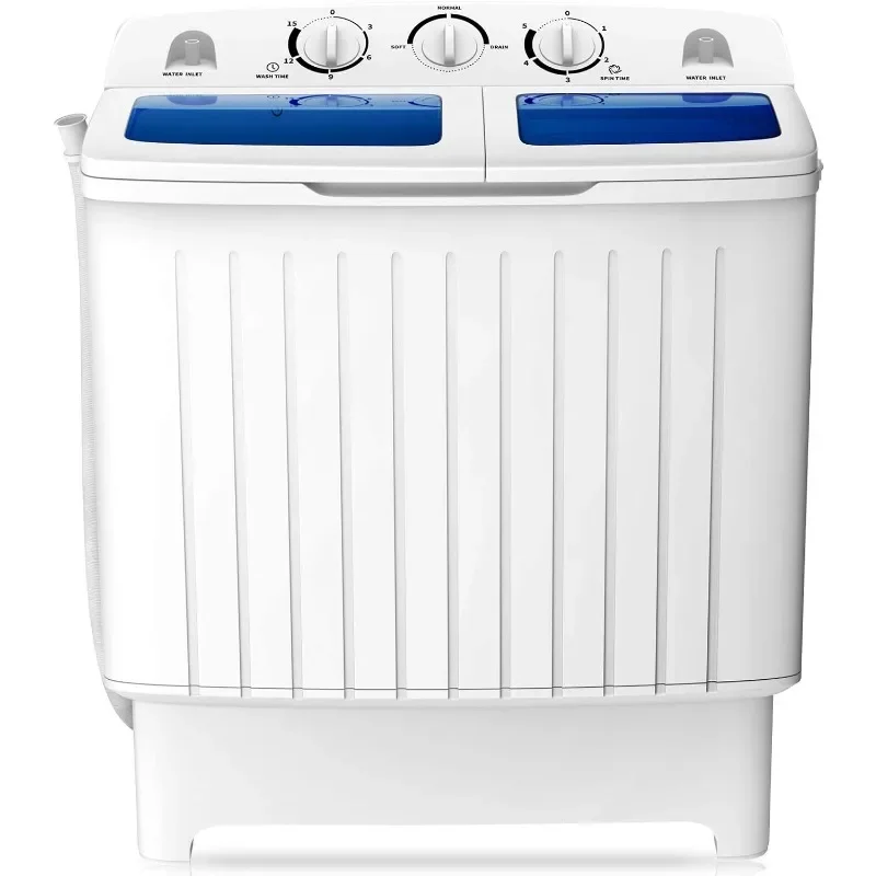 COSTWAY Portable Washing Machine, Twin Tub 20 Lbs Capacity, Washer(12 Lbs) and Spinner(8 Lbs), Durable Design, Timer Control