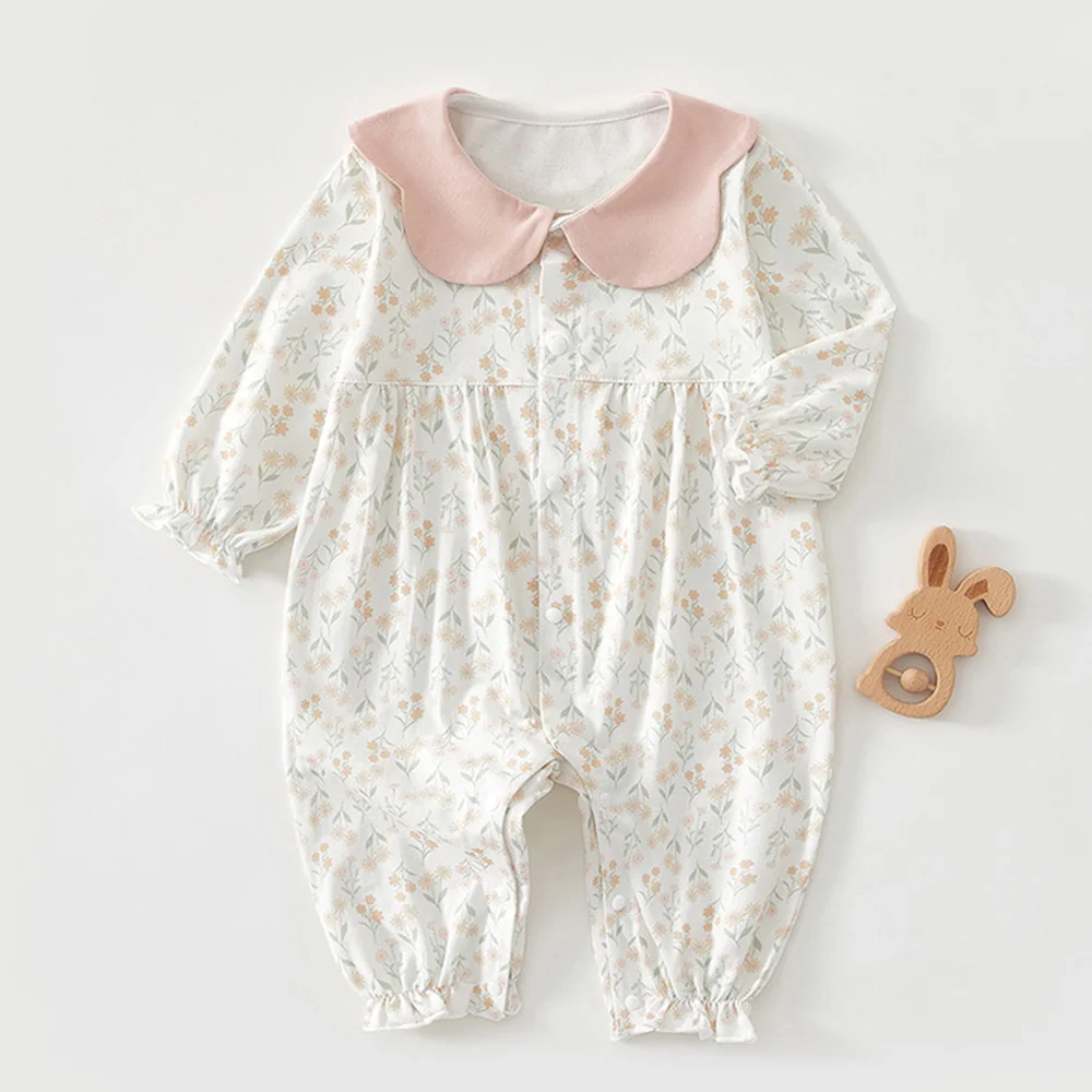 

Baby Girl Boutique Clothes Summer Baby Jumpsuit Long Sleeve Thin Cotton Peter Pan Collar Baby Rompers