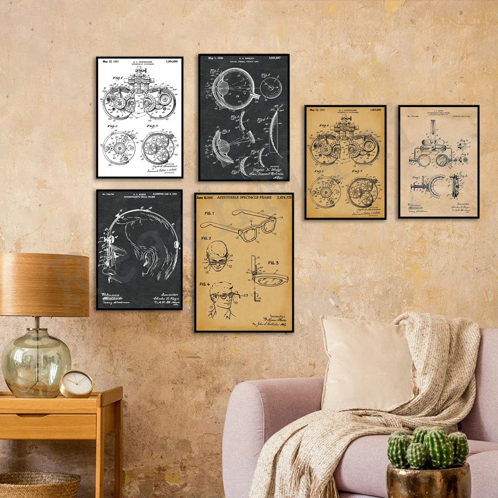 Optometrist ophthalmologist patent poster, contact lens patent, optometrist glasses fan, optometrist glasses gift