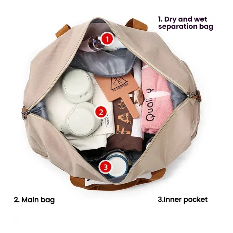 Travel Bag Male Female Large-Capacity Hand Luggage Dry-Wet Separation Sports Fitness Bag Short-Distance Travel Package