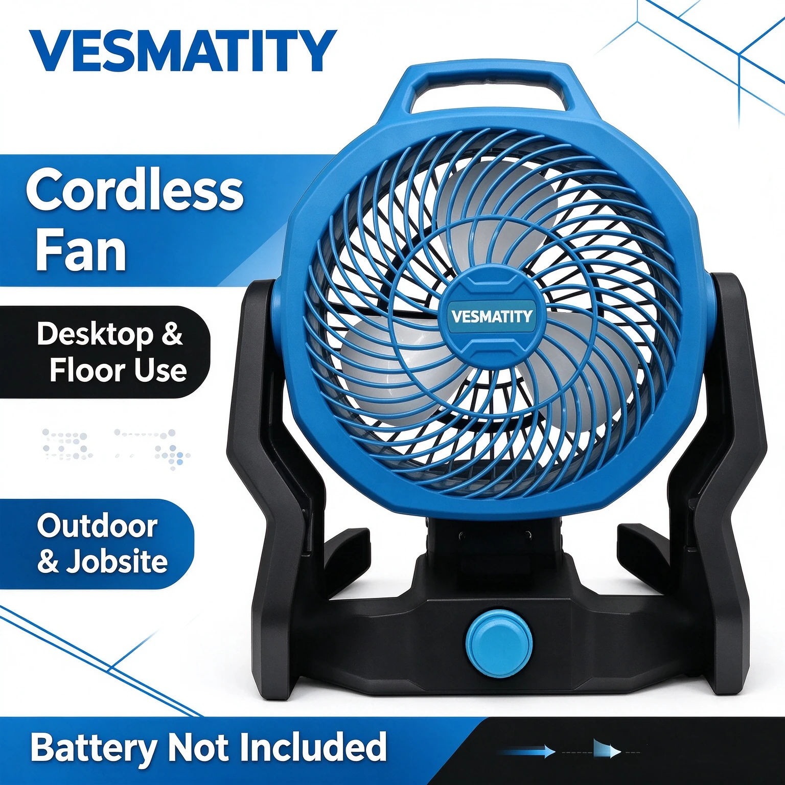 Portable Jobsite Fan Wireless Desktop Floor Camping Fan Heavy Duty Electric Fan for 18V BL1830 Battery, Battery Not Included