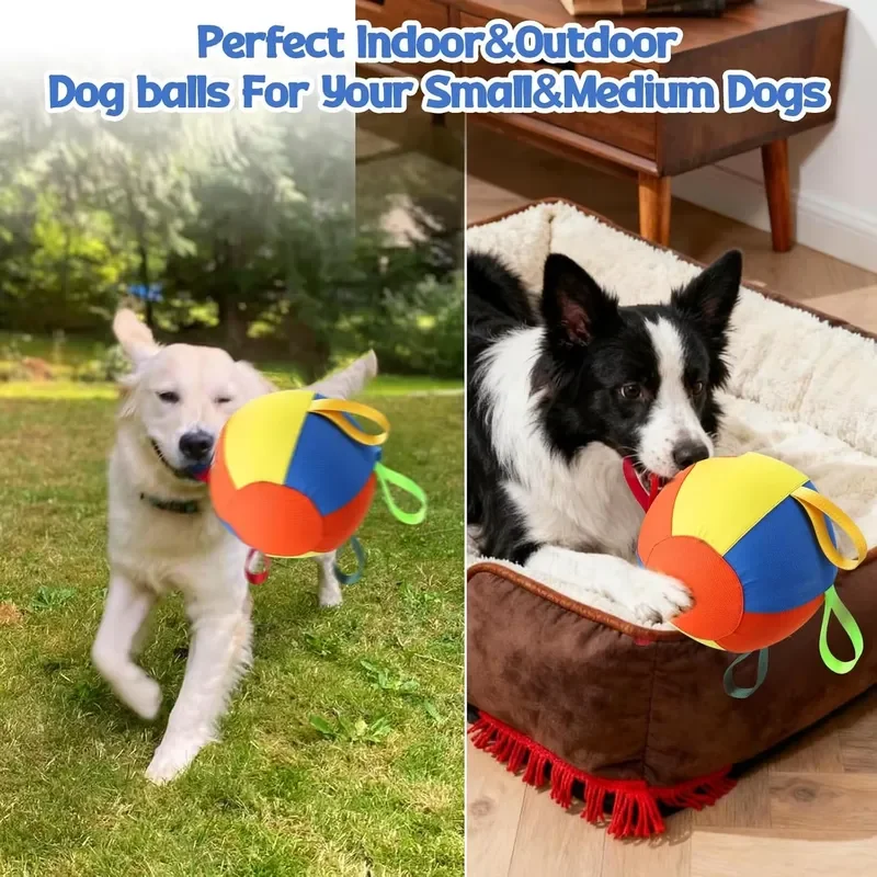 Tug of War Dog Toy with Handles Soccer Ball Toy Interactive Training Toy Herding Balls for Outdoor Use for Dogs view 3