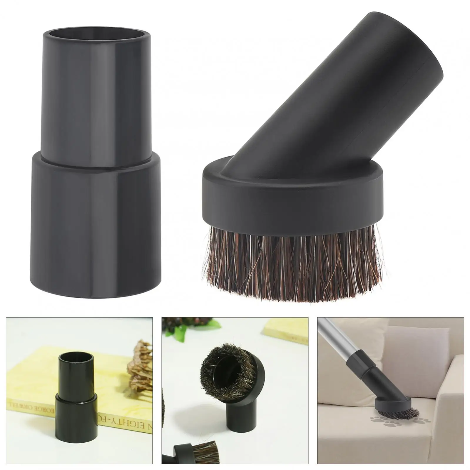 35mm to 32mm Vacuum Cleaner Adapter with Inner Diameter 32mm Bristle Length 25mm Round Brush, Vacuum Cleaner Adapter Kit