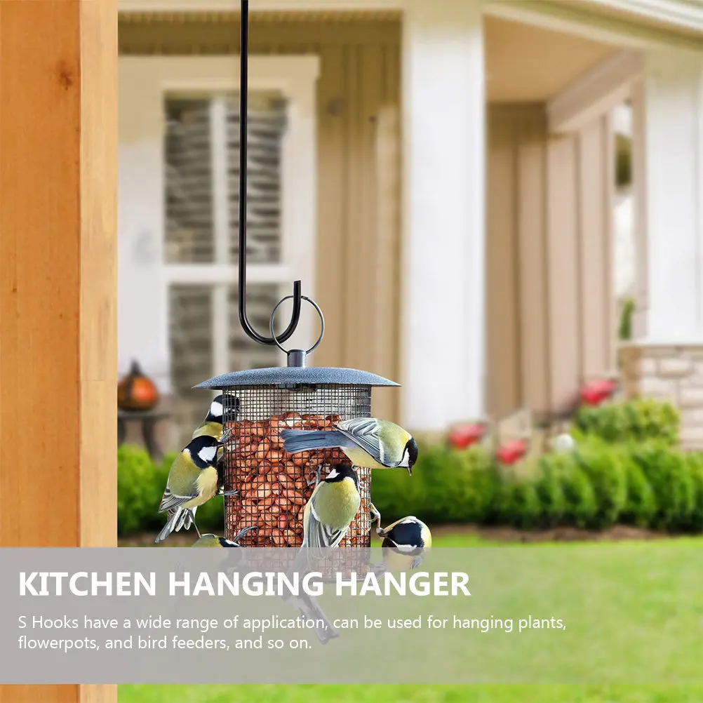 

6Pcs Sturdy S Shaped Plant Hooks Outdoor Garden Hanging Baskets Flowerpots Bird Feeders Kitchen Utensils Rust Resistant Iron