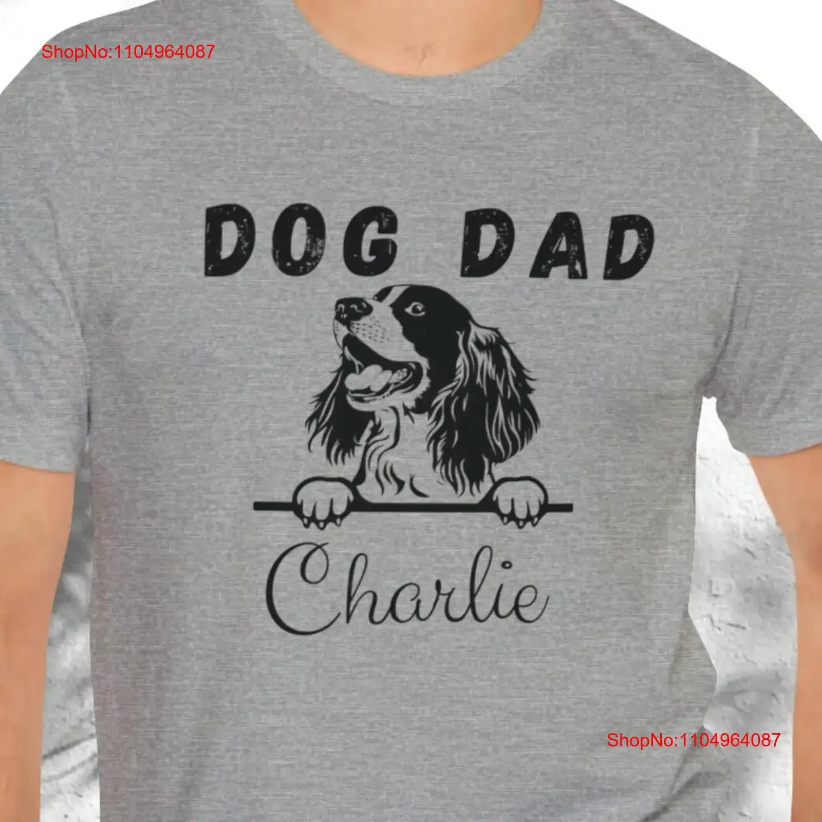 

Английский спрингер-спаниель, персонализированная футболка с собакой и папой для влюбленных, новый właściciel Pet, настраиваемая винтажная мытая универсальная мягкая футболка