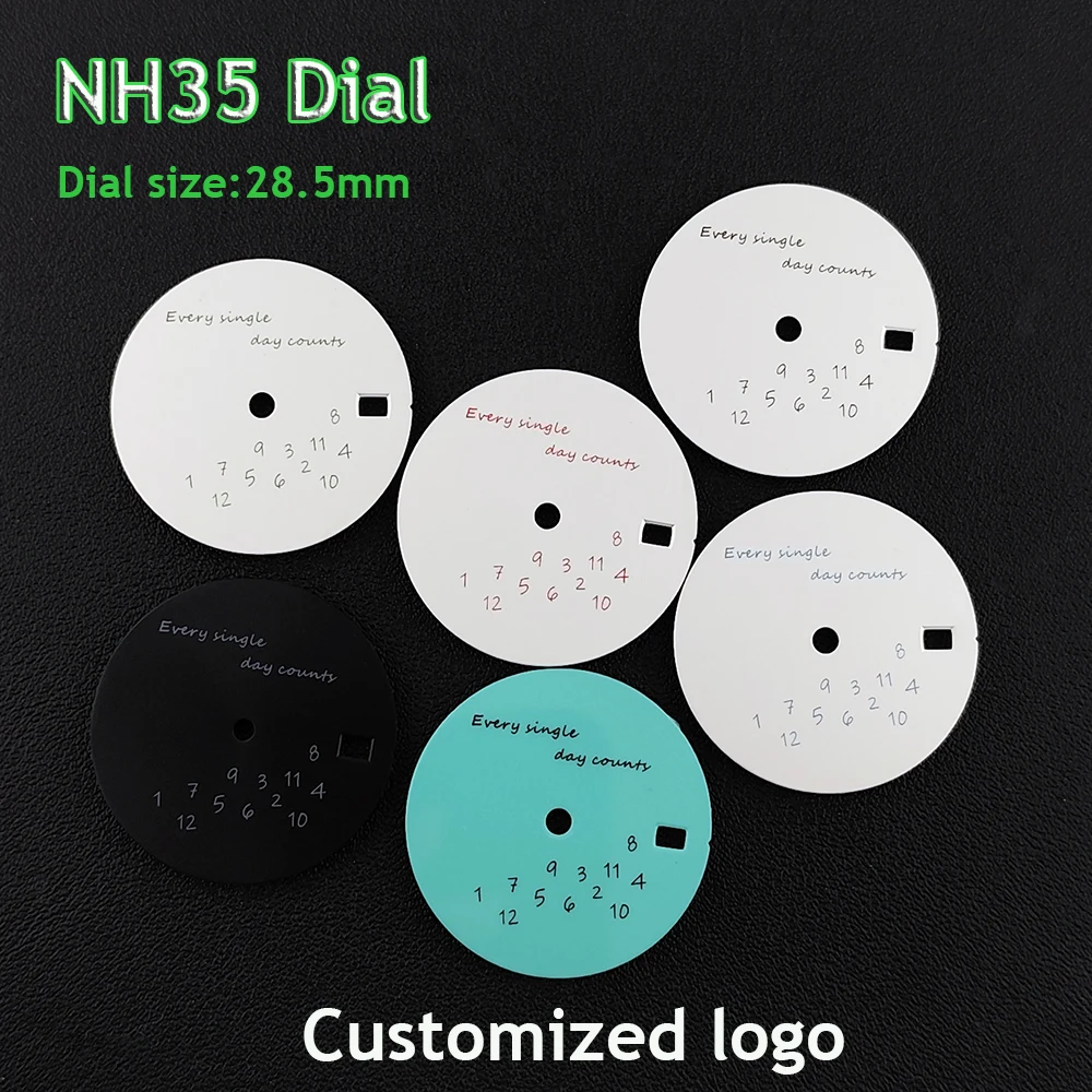28.5mm custom logo dial men's watch without illuminated dial NH35 movement watch accessories