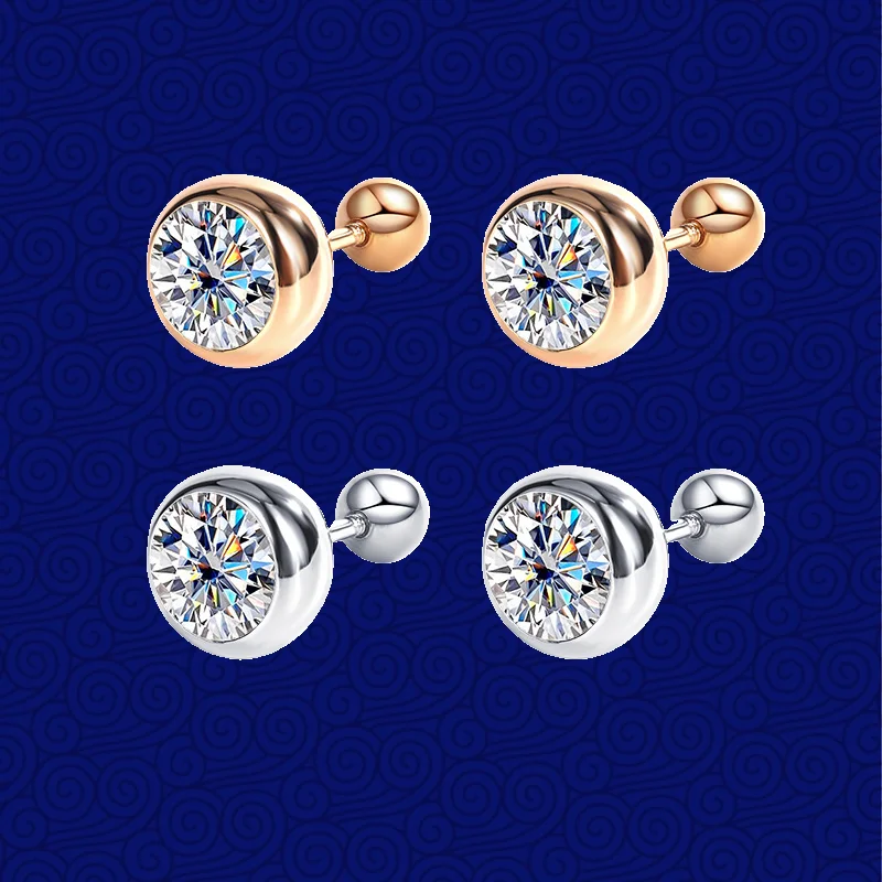 SEMNI 2.0ct Moissanite Diamond Lucky Bubble Stud Earrings for Women 925 Sterling Silver Birthday Party Gift GRA Certificate