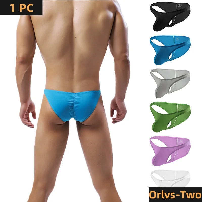 

Трусы-брифы мужские эластичные, шелковое нижнее белье, тонкие дышащие, однотонные, молодежные, большие размеры