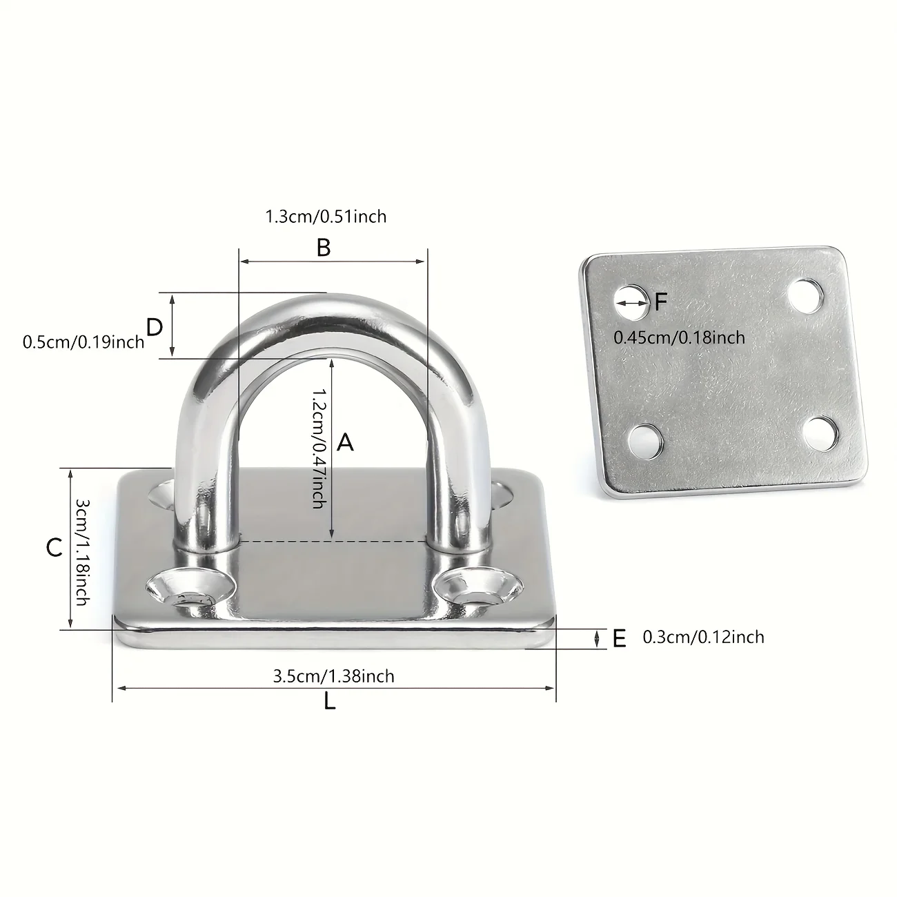 Picture 3: 4-Pack Heavy-Duty Eye Plate 304 Stainless Steel Ceiling Hooks for Swing Bed Fitness Equipment And Boat Deck Home Use Hooks