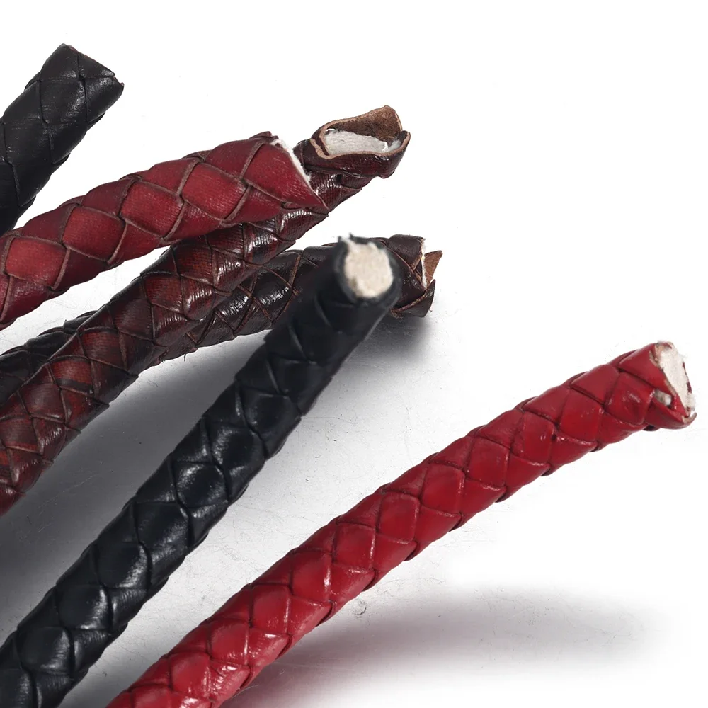 1Meter 8mm Braided Round Leather Rope Uninterrupted Cord for DIY Men Bracelet Jewelry Craft Making Leather Accessories