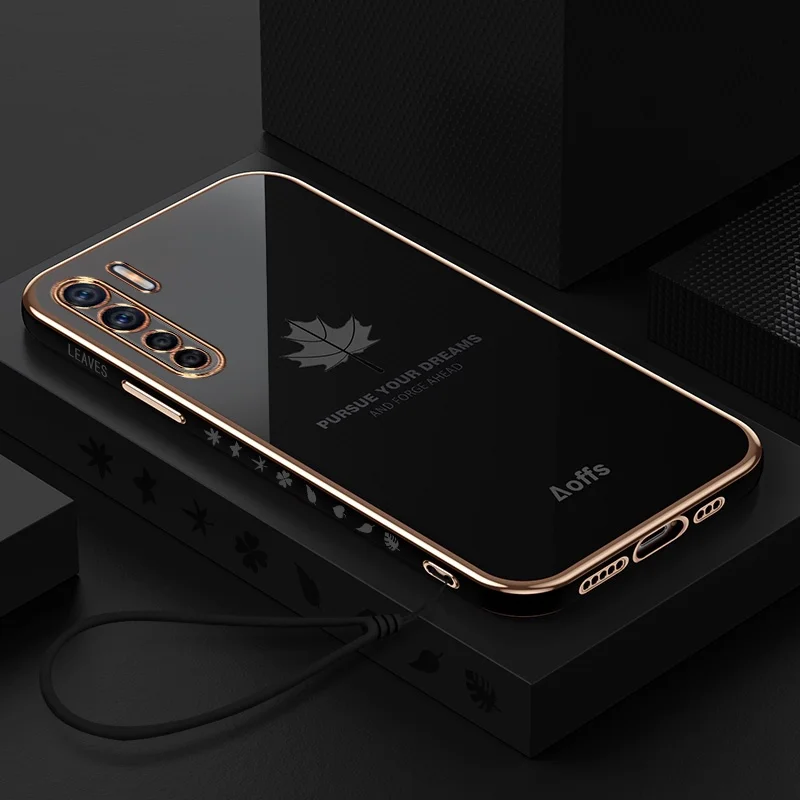 For oppo A91 Casing oppo Reno 3 Straight Edge Maple Leaf OPPO Reno 3Pro Phone Case