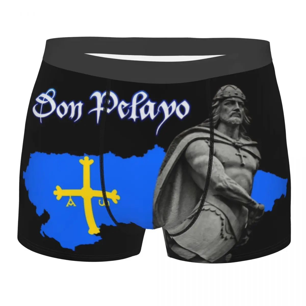 Novelty Spanish Warrior Asturias Flag Boxers Shorts Panties Men\'s Underpants Breathbale Victory Cross Briefs Underwear