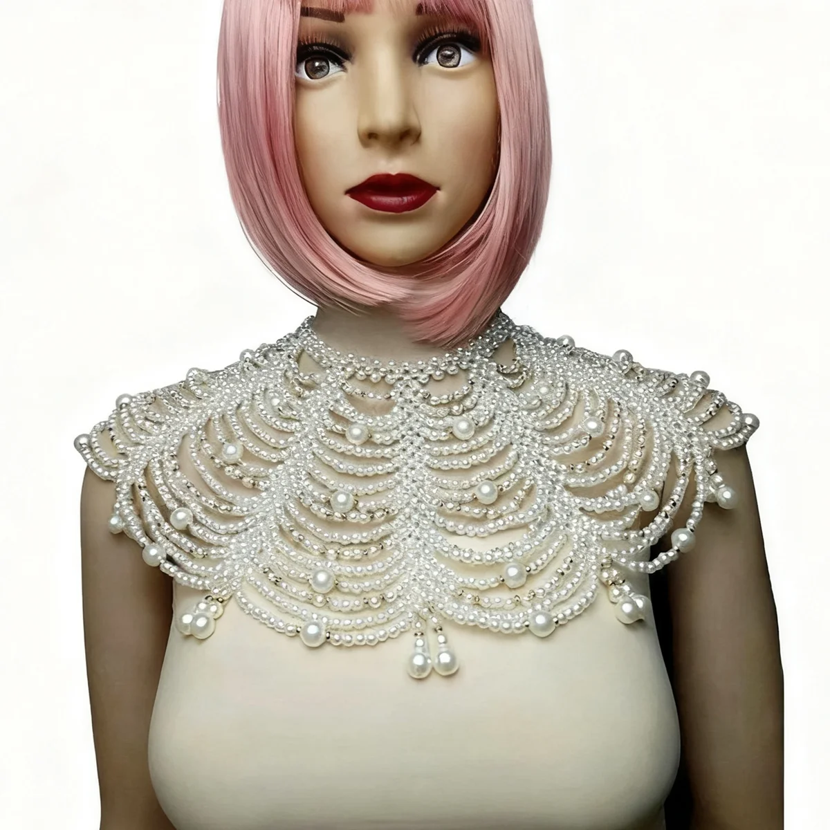 

European And American Style Imitation Pearl Heavy Necklace with Irregular Tassel Versatile Elegant Shoulder Decoration Accessory